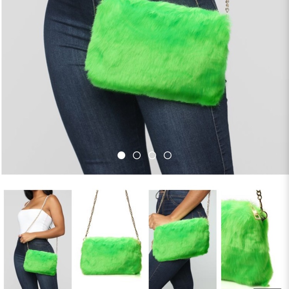Green Faux Fur Crossbody Bag